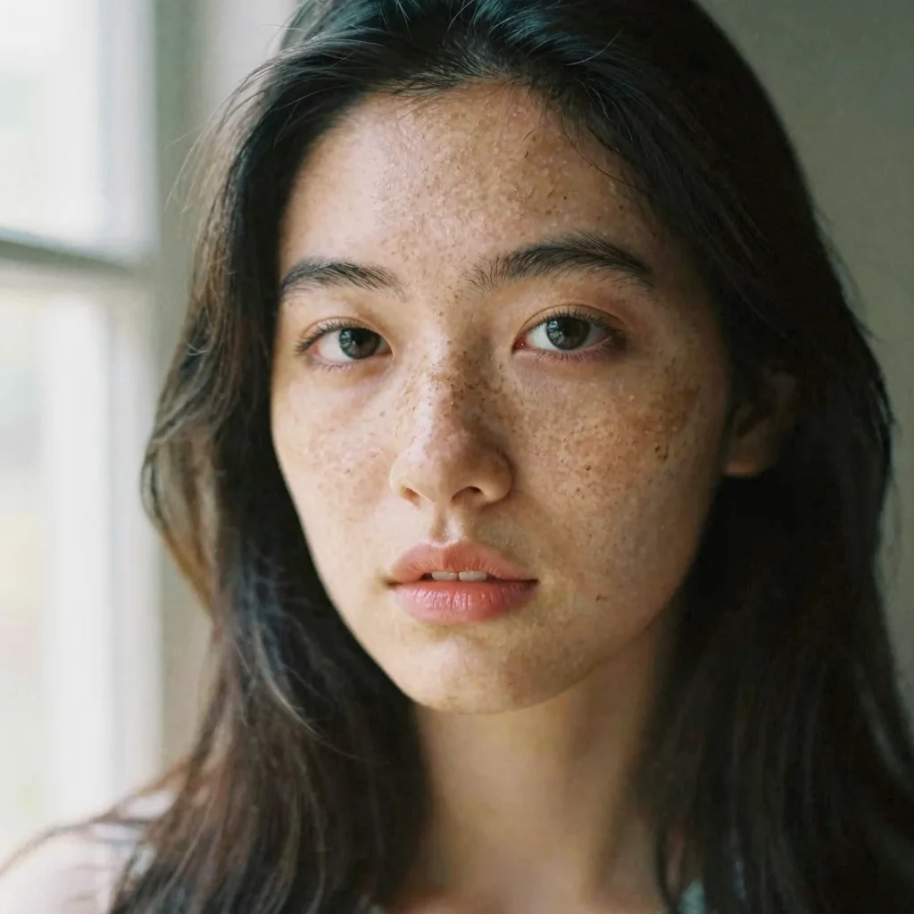 Photorealistic portrait of a woman in natural light